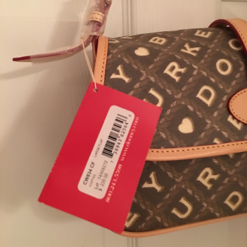 Dooney and Bourke Crossword Pattern Brown/Coffee Handbag Purse Large F… - Picture 10 of 11